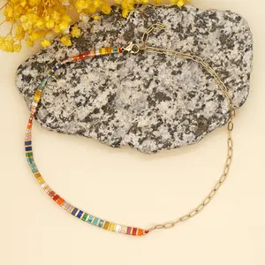 Go2boho Rainbow Tila Beads collana gioielli girocollo in acciaio inossidabile gioielli bohémien collane con ciondolo gufo per le donne
