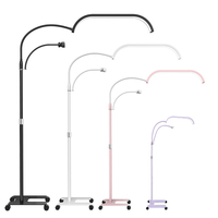 Lampe demi-lune en diamant à intensité variable avec support de téléphone, roues, accessoire en plastique flexible pour les techniciens en ongles, les artistes de beauté et de tatouage