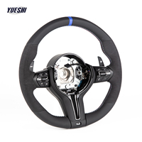 Volant sport M sur mesure en cuir et suède avec surpiqûres tricolores et palettes de changement de vitesse – Amélioration intérieure pour BMW F10 F07 F06 F01 F25