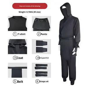 Costume noir <span class=keywords><strong>de</strong></span> guerrier Ninja pour hommes femmes Costume <span class=keywords><strong>de</strong></span> Performance pour Halloween <span class=keywords><strong>nuit</strong></span> équitation Arts martiaux voleur Bandit Bandit ensembles - Product Image 6