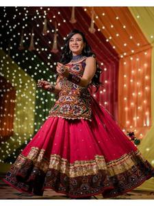 Elegant Heavy Rayon Cotton Western Fusion Kurti <b>Lehenga</b> with Decorative Lampi Lace Gamthi Work and Real Mirror Work <b>Women</b> Wear - Product Image 5