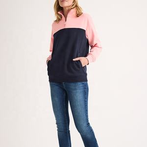 BAOLA Women French Terry Sweatshirt Ribbed Inner Collar with Zip Neckline Long Sleeves Lightweight Cotton <strong>Jumper</strong> - Product Image 3