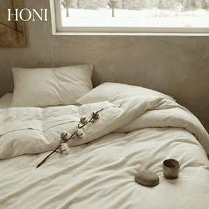 Parure de <span class=keywords><strong>lit</strong></span> <span class=keywords><strong>en</strong></span> coton naturel 150 g/m² 100 % coton, effet froissé lavé, texture décontractée, draps légers et respirants <span class=keywords><strong>pour</strong></span> l'été - Product Image 1