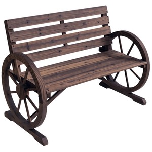 Banc de patio en bois massif pour l'extérieur, design rustique, style antique, chaise longue double pour jardin et balcon - Product Image 1