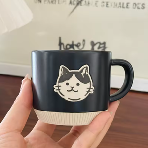 Lot de 2 tasses à café/thé en céramique motif chat mignon (200 ml) noir et blanc, résistantes au micro-ondes, cadeaux d'affaires personnalisables, directement de l'usine - Product Image 5