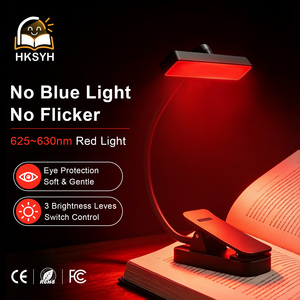 Red LED Clip Book <b>Light</b> 625-630nm No Blue <b>Light</b> Eye Protection 3 Brightness Levels Switch Control Reading Lamp - Product Image 1