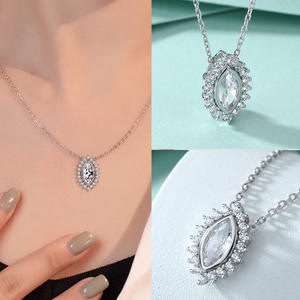 Joyería de plata personalizada para mujer chapada en oro blanco corte Marquesa Zirconia 925 conjuntos de joyería nupcial de plata esterlina - Product Image 5