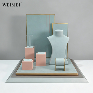 WEIMEI Mint Green Pink <b>Necklace</b> Bust <b>Ring</b> Earring Bracelet Holder Boutique Luxury Retail Jewelry Counter Display Stand - Product Image 2