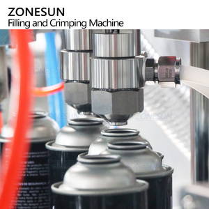 เครื่องบรรจุและปิดฝาอัตโนมัติแบบโมโนบล็อก ZONESUN ZS-QW1600D สำหรับกระป๋องสเปรย์บรรจุของเหลวและแก๊ส พร้อมตัวป้อนฝา - Product Image 3