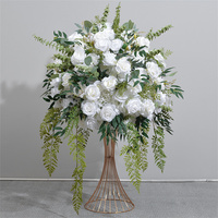 Op maat gemaakte 70CM kunstmatige witte roos en groene bladeren bloembol bruiloft tafeldecoratie centerpiece voor kerstgelegenheden