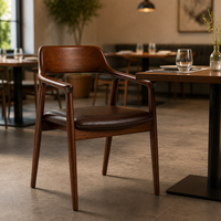 Chaise de salle à manger en bois avec siège rembourré, ton noyer, chaise d'appoint pour restaurant, café, salle à manger