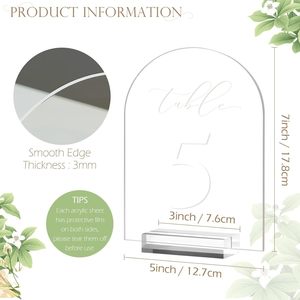 Tự làm rõ ràng trung tâm đám cưới trắng Acrylic bảng số dấu hiệu vòm hình in hiển thị đứng - Product Image 4