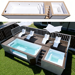 Piscine hors sol en bois et fibre de verre de 5 m x 3 m, petite piscine familiale, patio, bain froid, spa chaud - Product Image 4