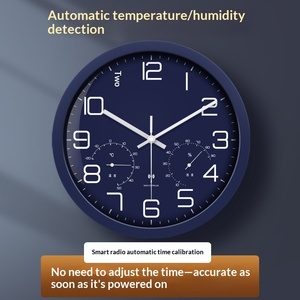 <span class=keywords><strong>Reloj</strong></span> <span class=keywords><strong>de</strong></span> <span class=keywords><strong>Pared</strong></span> Analógico <span class=keywords><strong>de</strong></span> Metal con Control por Radio, con Pantalla <span class=keywords><strong>de</strong></span> Temperatura y Humedad, Diseño Moderno y Minimalista, Funciona con Batería - Product Image 3