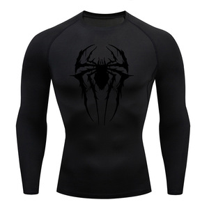 T-shirt de compression pour homme, motif araignée, imprimé gym, haute élasticité, ajustement serré, pour l'entraînement et la boxe - Product Image 1