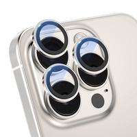 Pelindung lensa kamera, anti-sidik jari perlindungan kamera belakang ponsel kaca tempered perak untuk iphone