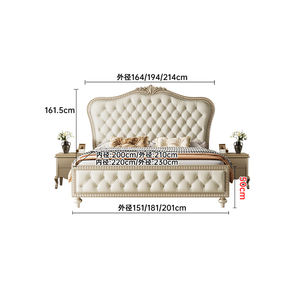 Lit King Size de Luxe Français Élégant 2025, Design Moderne Réglable, Lit de Mariage Doux en Bois et Tissu, Canapé-Lit - Product Image 2