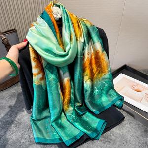 90*180cm Brand Designer Schal für Frauen Satin Seide Lange Schal Schals Wraps Kopftuch Bedruckte Frauen Hijabs - Product Image 2