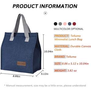 Sac isotherme pour déjeuner Tellumg, en néoprène, fermeture à glissière, design simple, pour le stockage des aliments - Product Image 6