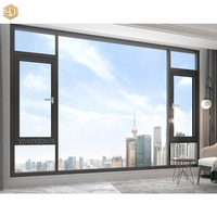 Ventana Combinada Abatible Moderna de Aluminio con Rotura de Puente Térmico, Vista Panorámica Amplia, Doble Acristalamiento, Aislamiento Térmico Vertical