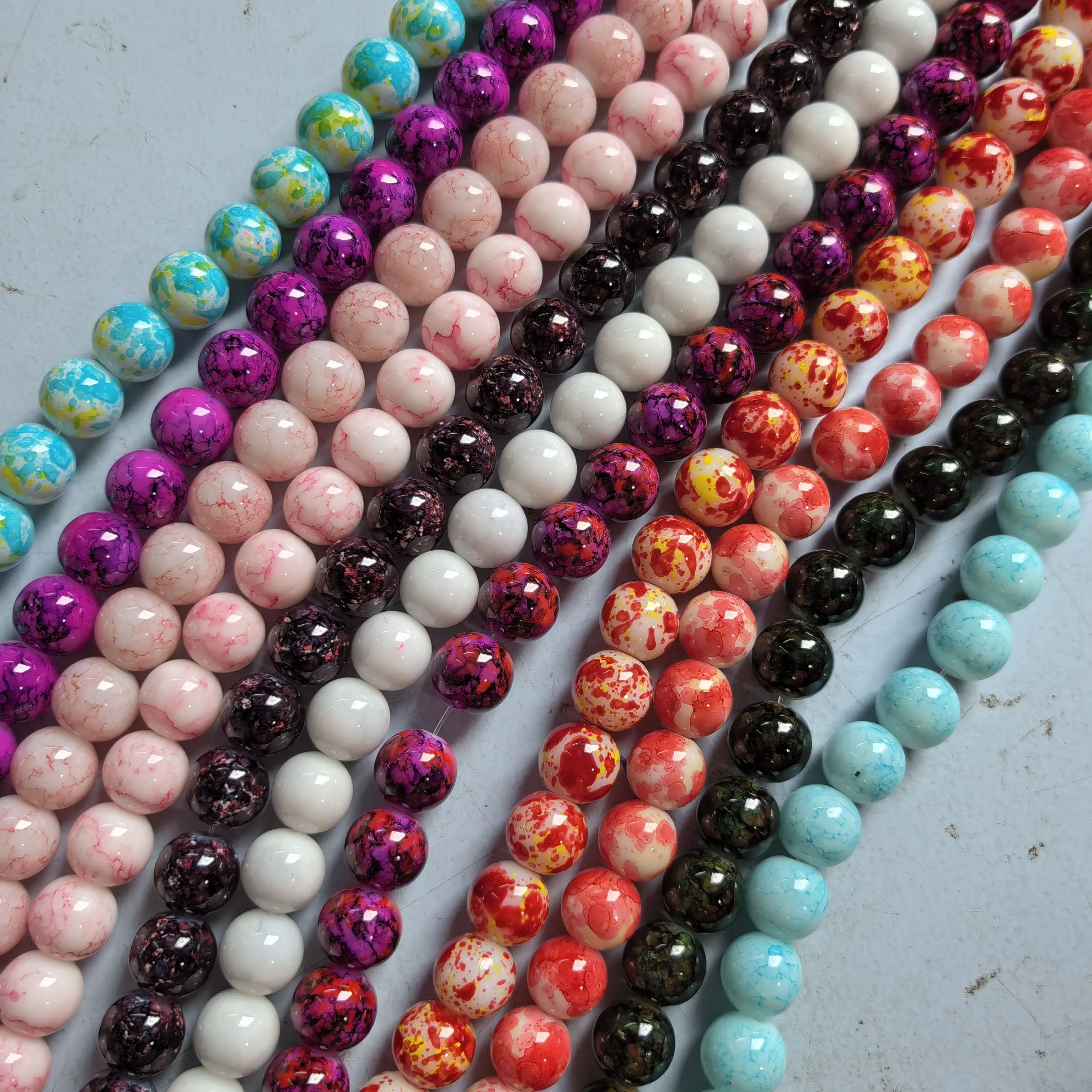 Stock for sale color combination 10mm Glass Bead Strand Assortment Wholesale beads for jewelry making