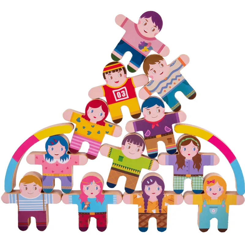 İstifleme Montessori eğitim ahşap oyuncak çocuk denge oyuncak inşaat blokları 8 adet