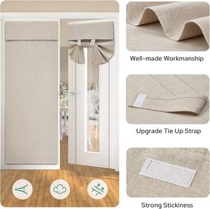 DaiRui gancio magico senza trapano in lino in poliestere tenda isolamento termico cravatta fascia porta tenda completamente oscurante - Product Image 4