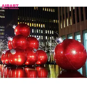 Airart Ballon Leveranciers Xmas Festival Party Decor Rode Opblaasbare Kerst Ornament Ballen