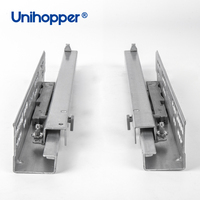 Glissières de tiroir dissimulées à ouverture par pression Unihopper 10-22 pouces pour armoire de cuisine, robustes et à double pliage