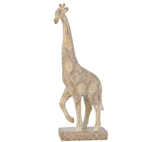 Statue de couleur bois girafe simple en résine, décoration animale sculpture en résine