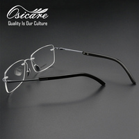 Lunettes de vue de luxe en corne de buffle véritable, montures optiques personnalisées en titane blanc sans monture pour hommes