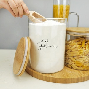 3L Borosilicate Large Kitchen Food Flour <strong>Laundry</strong> Canister Manson Glass Storage <strong>Jars</strong> with Bamboo Lid - Product Image 2