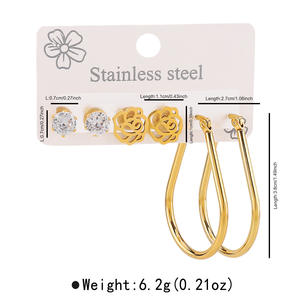 À la mode grand cercle boucles d'oreilles boucles d'oreilles clous d'oreille femmes en acier inoxydable géométrique boucle d'oreille ensemble balancent boucles d'oreilles fête cadeau bijoux de mode - Product Image 6