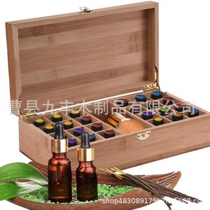 Bamboo Essential Oil Storage Box Rectangular Compartmentalized Portable Aromatherapy <b>Display</b> <b>Case</b> For Personal Care - Product Image 1