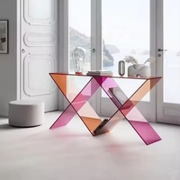 Table console haute en acrylique moderne arc-en-ciel sur mesure en gros, table d'entrée, longue table TV, table d'appoint avec revêtement UV