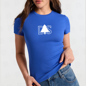 T-shirt décontracté pour femme, coupe slim, couleur unie, style classique, broderie, haute élasticité, 95% coton, 5% élasthanne - Product Image 4