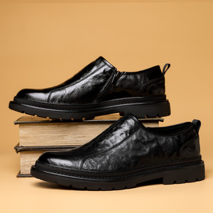 FAPALEC Mocassins en cuir véritable pour hommes, bout rond, à enfiler, chaussures formelles, pour le bureau, les affaires, confortables, respirantes, absorbant les chocs - Product Image 4