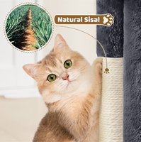Arbre à chat, griffoir et condo intégrés, maison pour chat en peluche gris foncé et sisal, perchoir compact pour affûter les griffes
