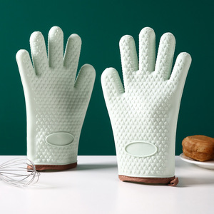 Heat Resistant <b>Silicone</b> Oven Mitts 28cm Cotton Lined Non Slip <b>Baking</b> Gloves - Product Image 3