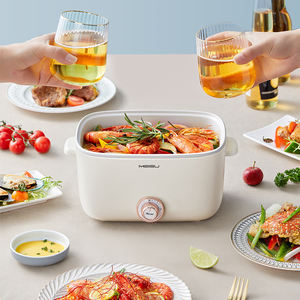 หม้อหุงข้าวไฟฟ้าอเนกประสงค์ รูปทรงสี่เหลี่ยมผืนผ้า ไร้ควัน ความจุ 2.5 ลิตร 800 วัตต์ สำหรับทำบะหมี่ ซุป โจ๊ก และอาหารประเภทหม้อไฟ - Product Image 3