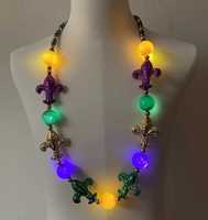 Gloeiende Feestversieringen Led Light Up Fleur De Lis Ketting Mari Gras Kralen Led Flitsende Party Ketting