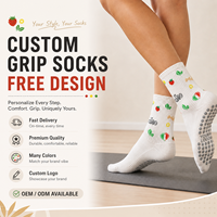 Chaussettes de Pilates personnalisées avec logo tricoté, chaussettes de yoga respirantes en coton écologique avec grip pour studio, yoga, fitness et entraînement