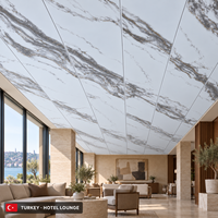 Panneau de plafond en PVC laminé marbré mat moderne, directement de l'usine, revêtement décoratif givré, imperméable, insonorisant, pour hôtel