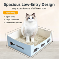 Bac à litière pour chat jetable, pliable, en papier, bac à litière portable, toilette pour chat d'intérieur, résistant à l'eau, en carton épais, pour les voyages