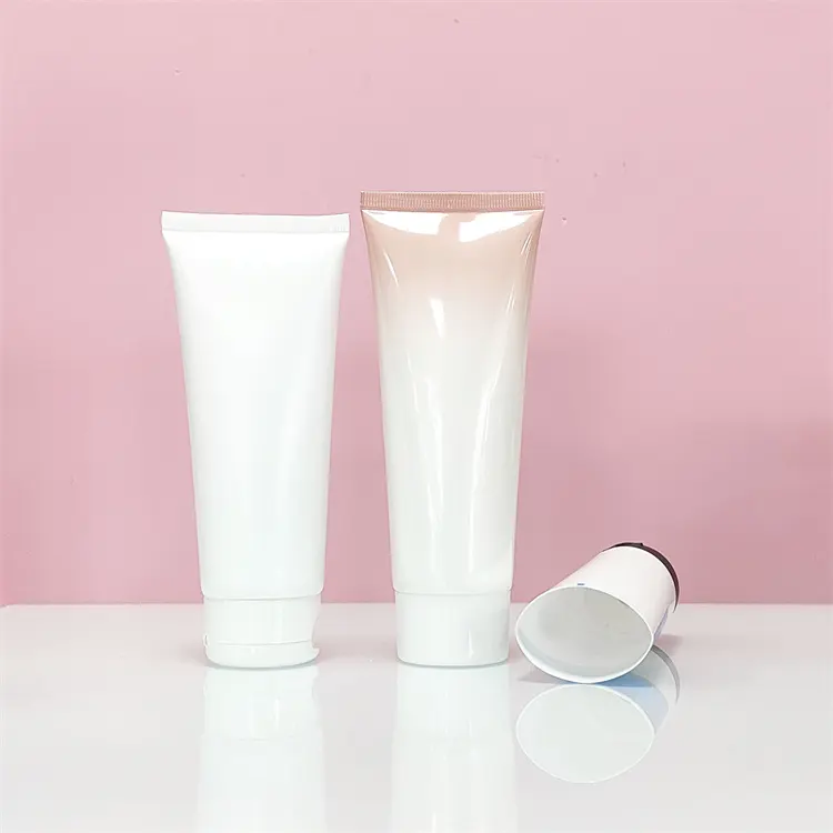 Recyclable empty white squeeze plastic cream tubes with open tails for Facial Cleanser