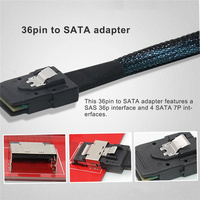 12Gbps 50cm Mini SAS 4i SFF8087 36P sampai 4 SATA 7P kabel mini-sas SFF-8087 ke 4 kabel SATA kabel Data kabel pemisah