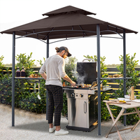 ABCCANOPY Pavillon De Barbecue Pavillon BBQ 2,45X1,52 m Couleur Grise Toit De Rechange Tonnelle Barbecue 2,4x1,5m Auvent Abri