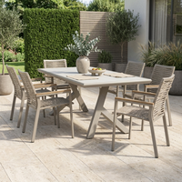 Table de jardin rectangulaire en aluminium avec plateau en PSPC thermolaqué, base en X, pour villa