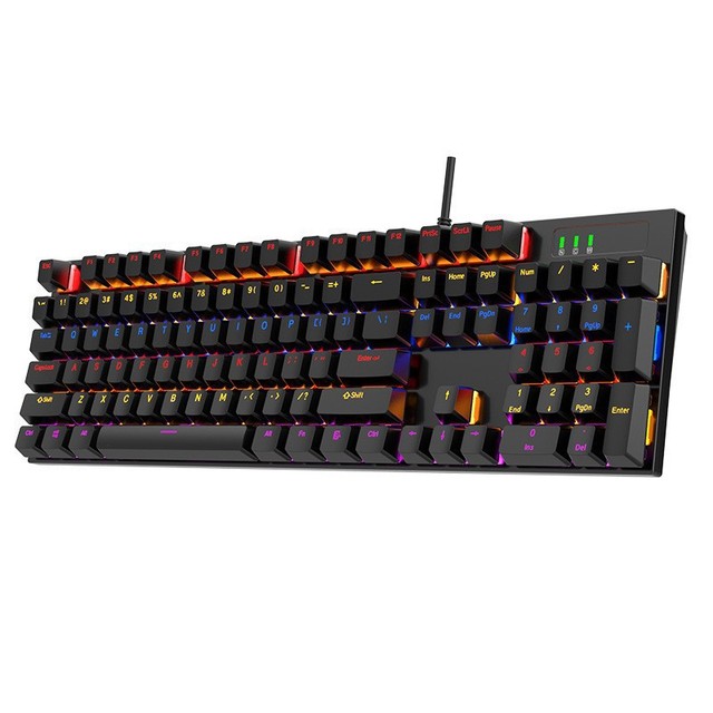 104 Key Mechanical Keyboard Blue Switch RGB Backlit Type-C Detachable Cable Gaming Office Keyboard