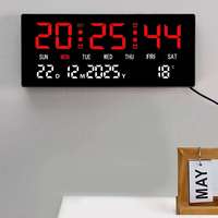 Horloge numérique LED de bureau moderne avec affichage de l'heure, des minutes, des secondes, de la semaine et de la date, grande taille 11 pouces, fonctionne sur piles